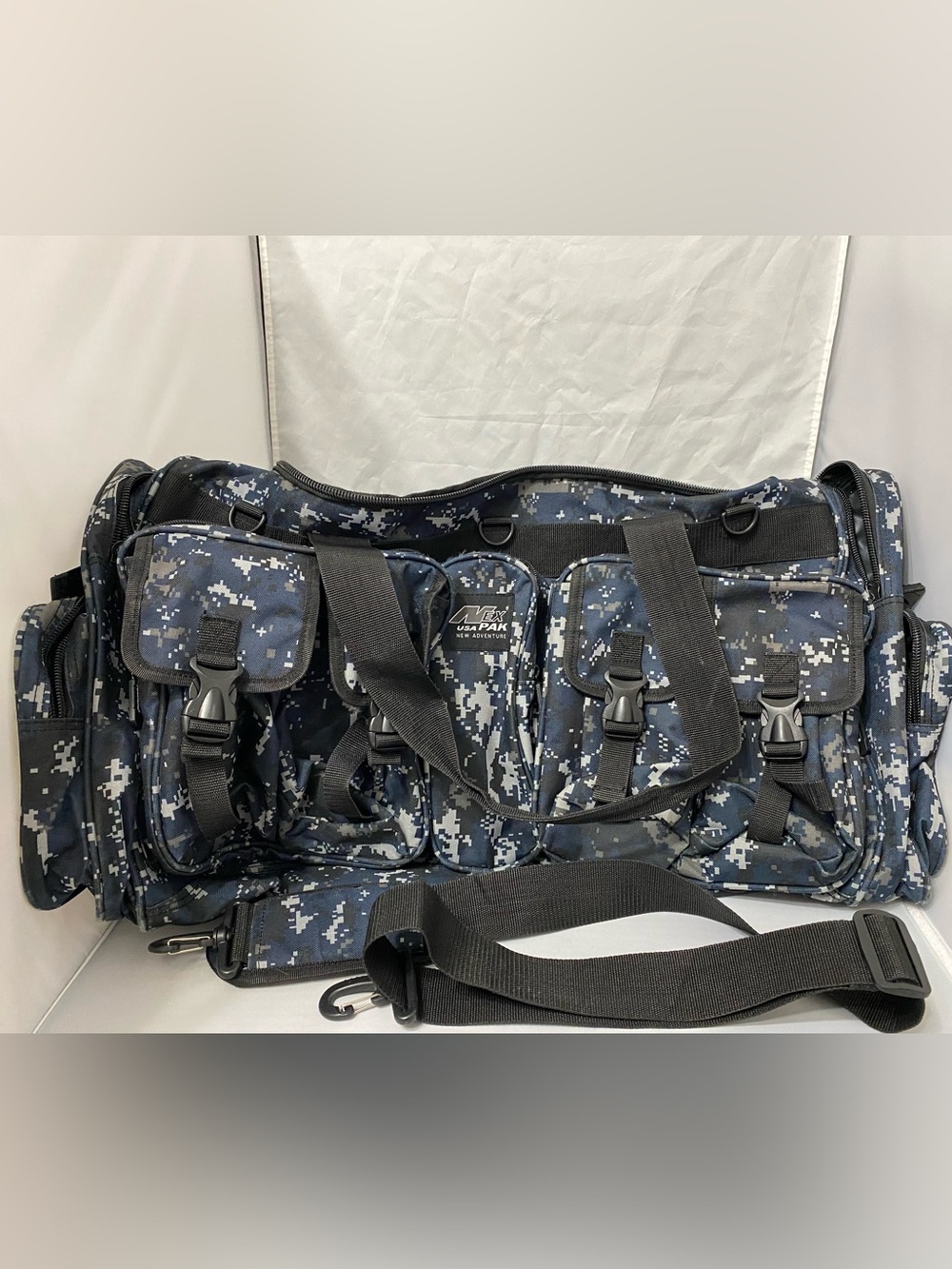 Digital Navy Camo Tactical Duffel Bag with Multiple Pockets